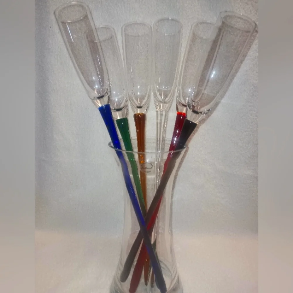 Artland Champagne Flutes With Display Vase HandBlown Glasses - Picture 2 of 9